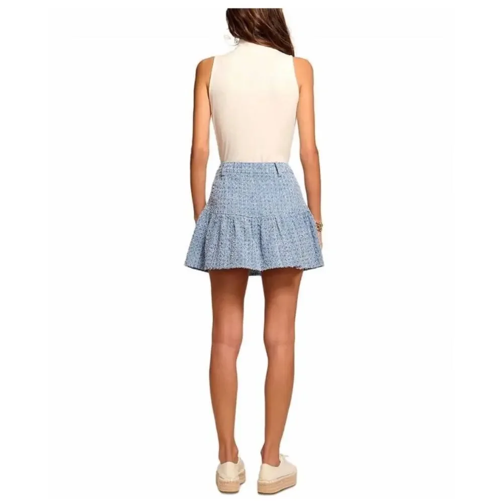 Ramy Brook Blue Tweed Mini Skirt SZ 2